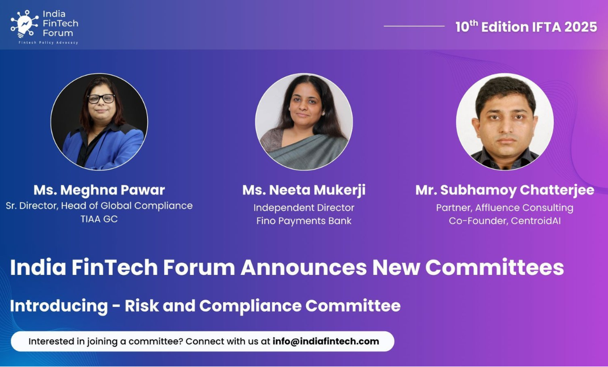 Subhamoy Chatterjee, has been invited to be a member of the Risk and Compliance Committee by the India FinTech Forum (IFF)